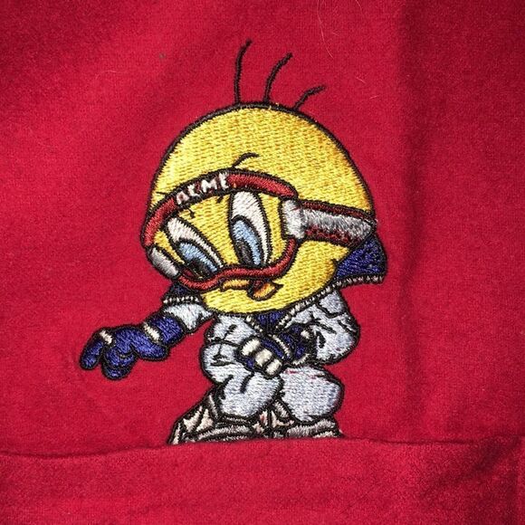 Vintage Red Tweetie Bird Sylvester Ski snowboard collector holiday chamois shirt - Picture 4 of 5